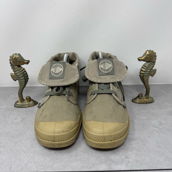 Palladium Women’s Tan Pampas Canvas Sneakers High-Top Snap Down Size 7 - Picture 2 of 13